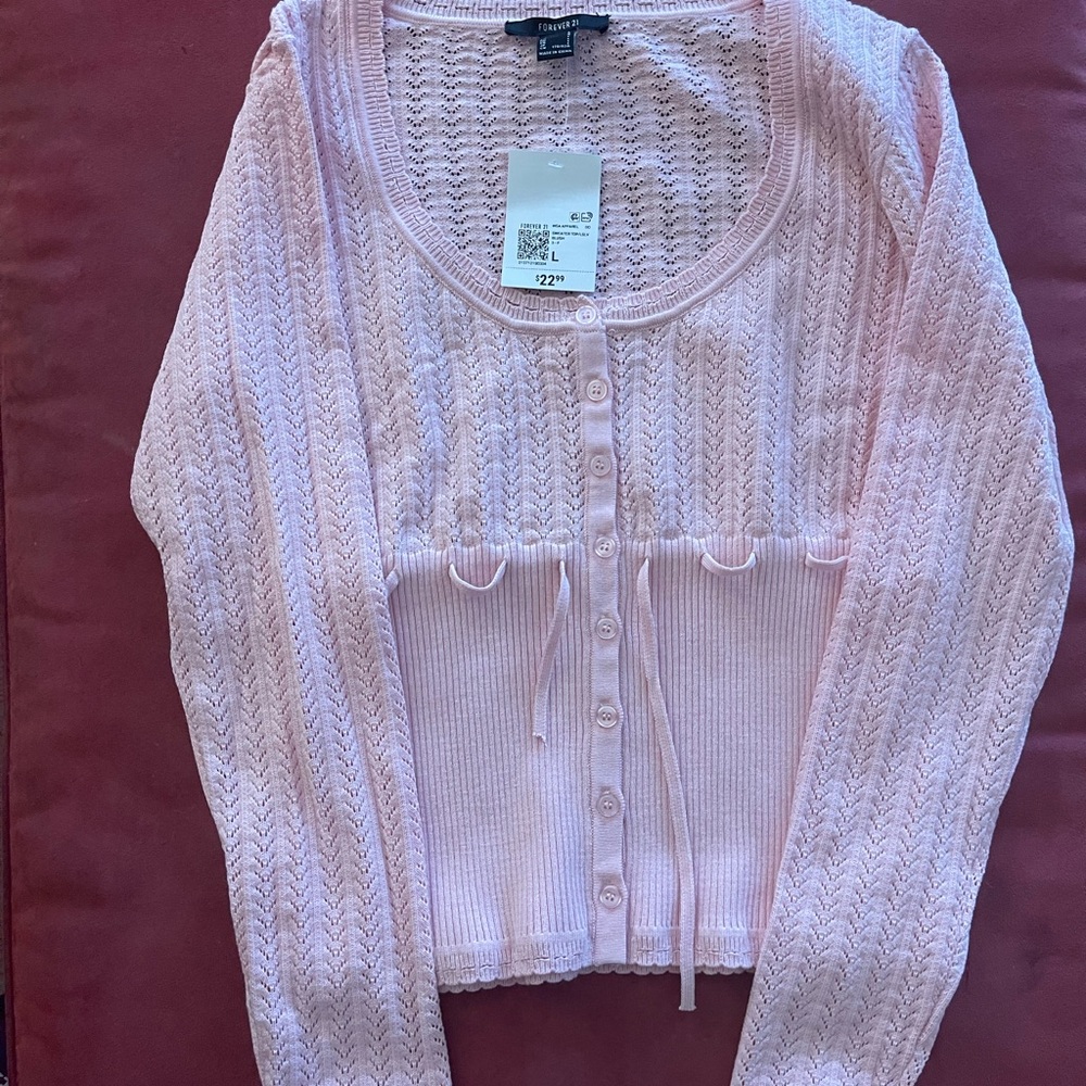 Forever 21 Light Pink Knit Cardigan